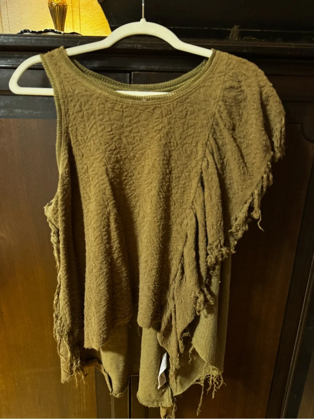 Free People Off-the-Shoulder Textured Fringe Sweater - Brown